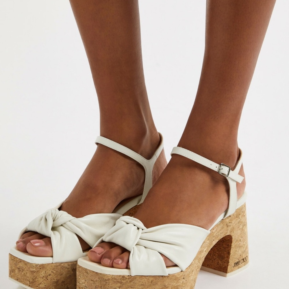 Jimmy Choo New! White Cork Platform Sandals 39 Made in Spain